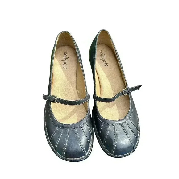 Softspot Womens Size 7.5 M Heels Ankle Strap Slip Resistant Black Slip On NWOB - Picture 3 of 6